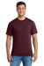Port & Company PC55P/PC55PT Mens Core Short Sleeve Crewneck T-Shirt w/ Pocket Athletic Maroon Model Front