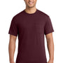 Port & Company Mens Core Short Sleeve Crewneck T-Shirt w/ Pocket - Athletic Maroon