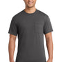 Port & Company Mens Core Short Sleeve Crewneck T-Shirt w/ Pocket - Charcoal Grey