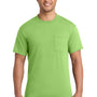 Port & Company Mens Core Short Sleeve Crewneck T-Shirt w/ Pocket - Lime Green