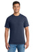 Port & Company PC55P/PC55PT Mens Core Short Sleeve Crewneck T-Shirt w/ Pocket Navy Blue Model Front