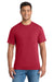 Port & Company PC55P/PC55PT Mens Core Short Sleeve Crewneck T-Shirt w/ Pocket Red Model Front