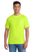 Port & Company PC55P/PC55PT Mens Core Short Sleeve Crewneck T-Shirt w/ Pocket Safety Green Model Front