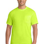 Port & Company Mens Core Short Sleeve Crewneck T-Shirt w/ Pocket - Safety Green