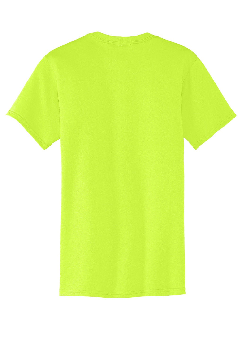 Port & Company PC55P/PC55PT Mens Core Short Sleeve Crewneck T-Shirt w/ Pocket Safety Green Flat Back