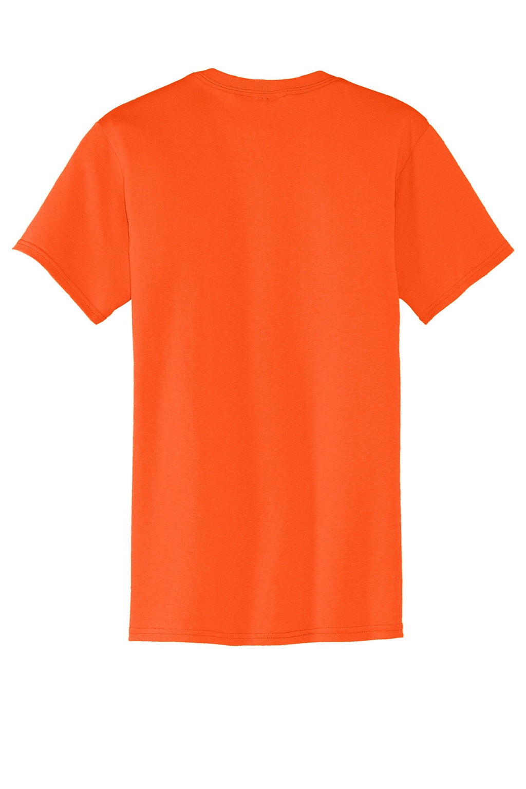 Port & Company PC55P/PC55PT Mens Core Short Sleeve Crewneck T-Shirt w/ Pocket Safety Orange Flat Back