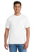 Port & Company PC55P/PC55PT Mens Core Short Sleeve Crewneck T-Shirt w/ Pocket White Model Front