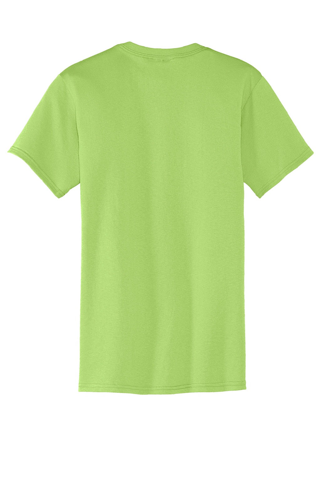 Port & Company PC55P/PC55PT Mens Core Short Sleeve Crewneck T-Shirt w/ Pocket Lime Green Flat Back