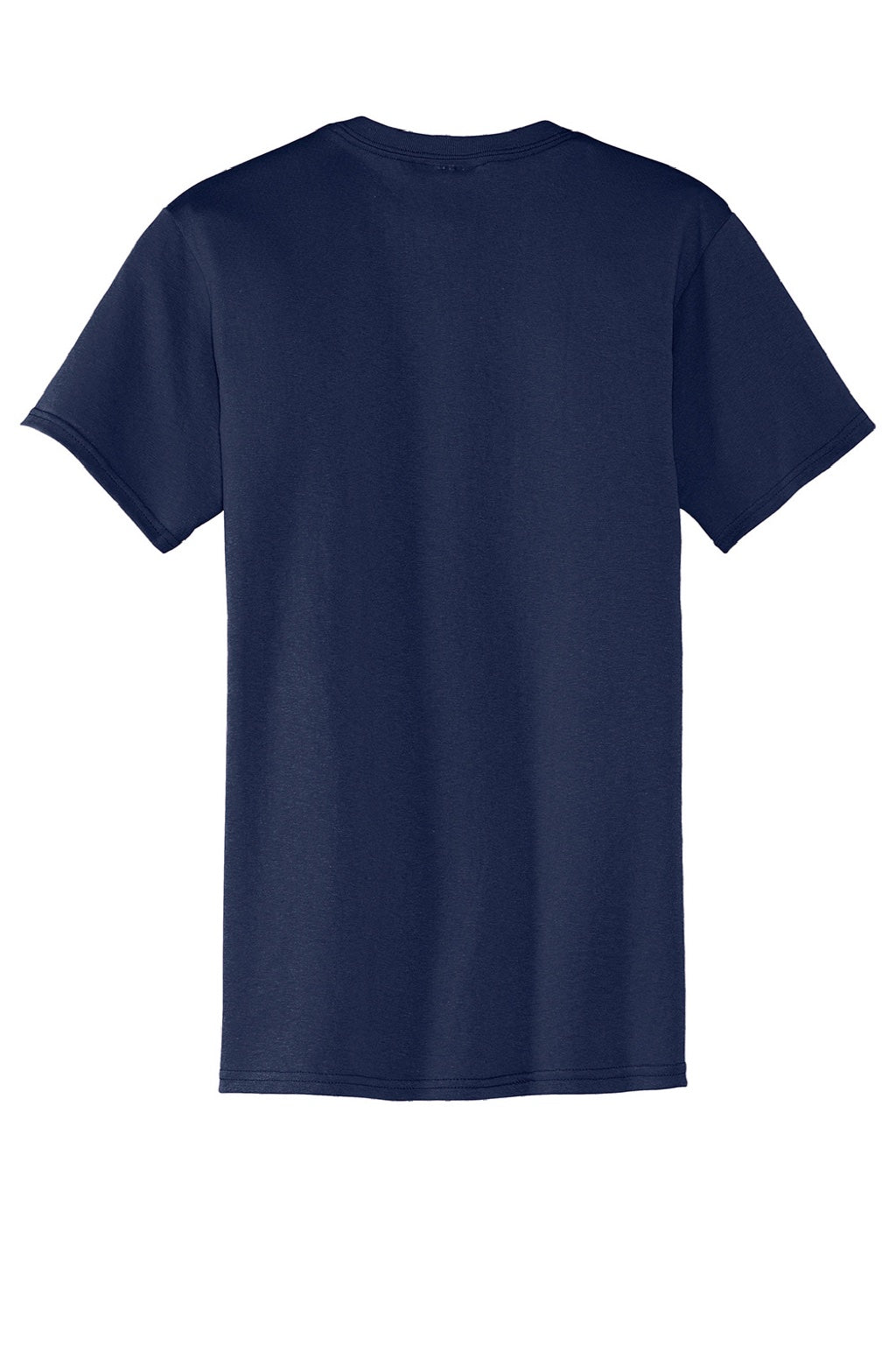 Port & Company PC55P/PC55PT Mens Core Short Sleeve Crewneck T-Shirt w/ Pocket Navy Blue Flat Back