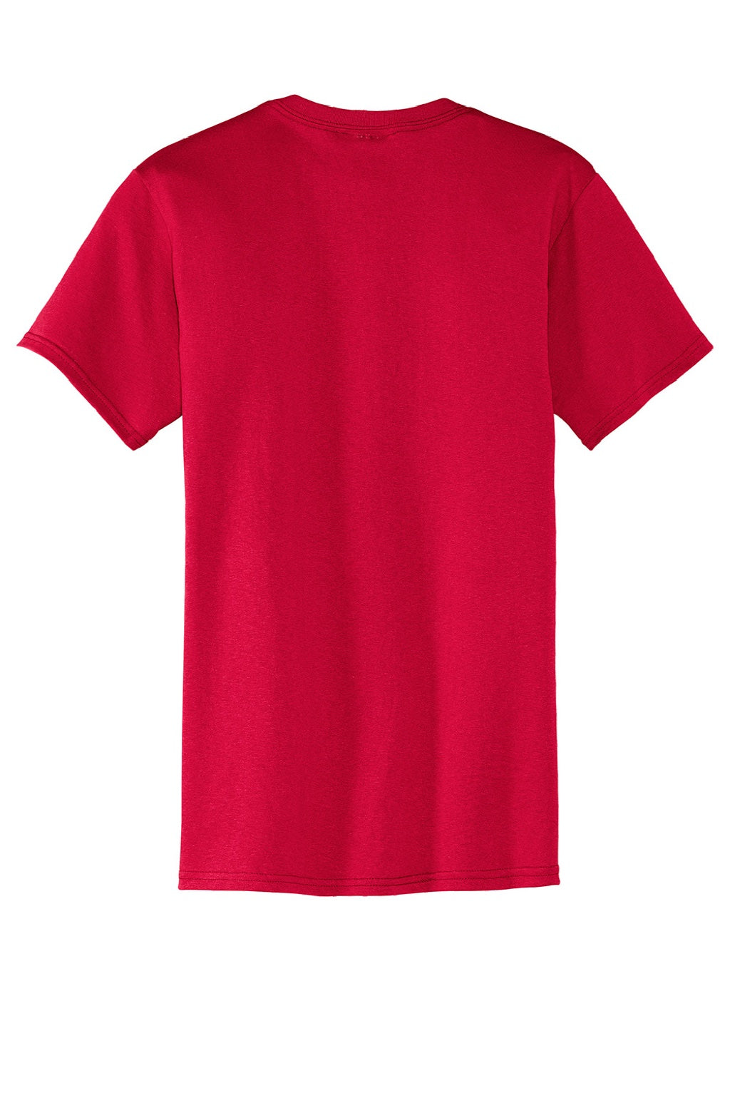 Port & Company PC55P/PC55PT Mens Core Short Sleeve Crewneck T-Shirt w/ Pocket Red Flat Back