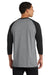 Port & Company PC55RS Mens Core Moisture Wicking 3/4 Sleeve Crewneck T-Shirt Heather Grey/Jet Black Model Back