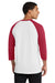 Port & Company PC55RS Mens Core Moisture Wicking 3/4 Sleeve Crewneck T-Shirt White/Red Model Back