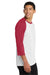 Port & Company PC55RS Mens Core Moisture Wicking 3/4 Sleeve Crewneck T-Shirt White/Red Model Side