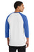 Port & Company PC55RS Mens Core Moisture Wicking 3/4 Sleeve Crewneck T-Shirt White/Royal Blue Model Back