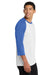Port & Company PC55RS Mens Core Moisture Wicking 3/4 Sleeve Crewneck T-Shirt White/Royal Blue Model Side