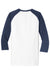 Port & Company PC55RS Mens Core Moisture Wicking 3/4 Sleeve Crewneck T-Shirt White/Navy Blue Flat Back