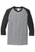 Port & Company PC55RS Mens Core Moisture Wicking 3/4 Sleeve Crewneck T-Shirt Heather Grey/Jet Black Flat Front