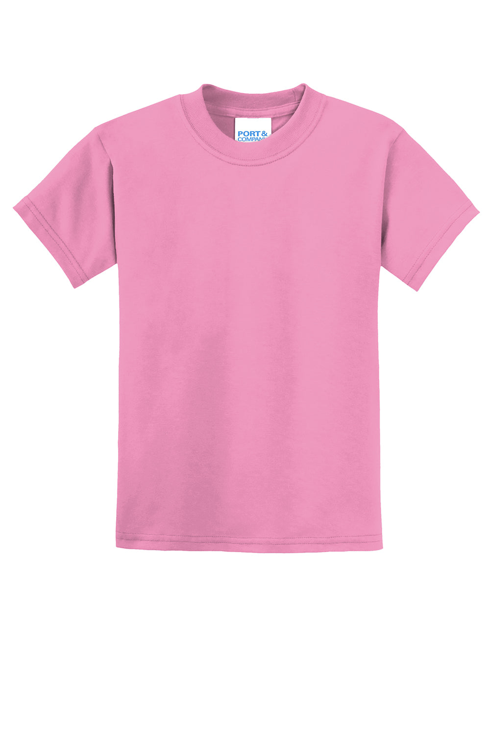 Port & Company PC55Y Youth Core Short Sleeve Crewneck T-Shirt Candy Pink Flat Front