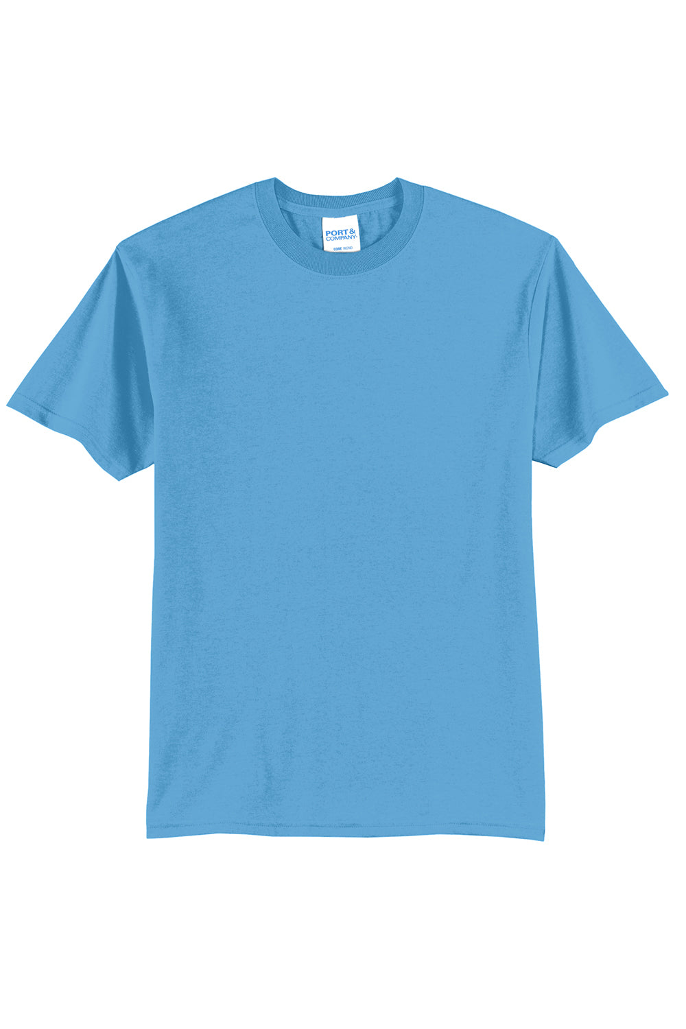 Port & Company PC55/PC55T Mens Core Short Sleeve Crewneck T-Shirt Aquatic Blue Flat Front