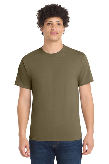 Port & Company PC55/PC55T Mens Core Short Sleeve Crewneck T-Shirt Coyote Brown Model Front