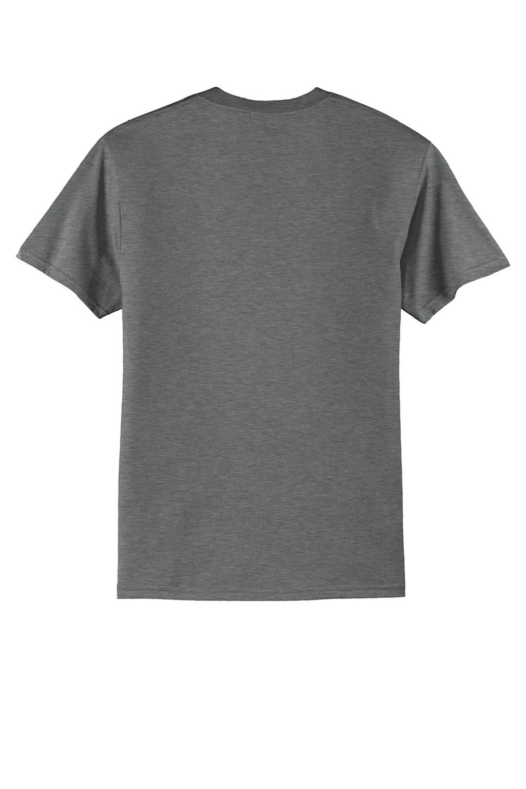 Port & Company PC55/PC55T Mens Core Short Sleeve Crewneck T-Shirt Heather Graphite Grey Flat Back
