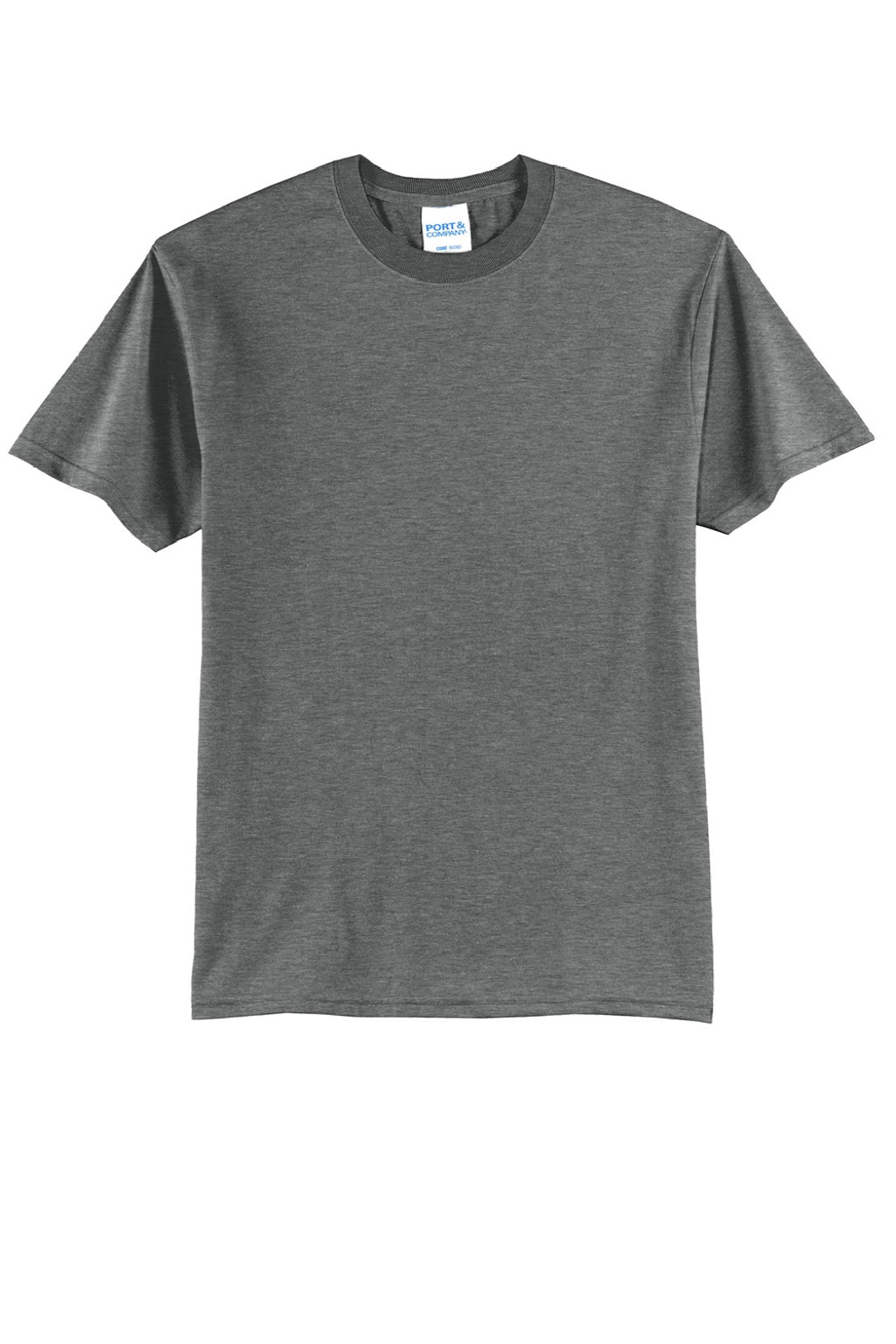 Port & Company PC55/PC55T Mens Core Short Sleeve Crewneck T-Shirt Heather Graphite Grey Flat Front