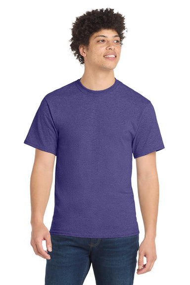 Port & Company PC55/PC55T Mens Core Short Sleeve Crewneck T-Shirt Heather Purple Model Front