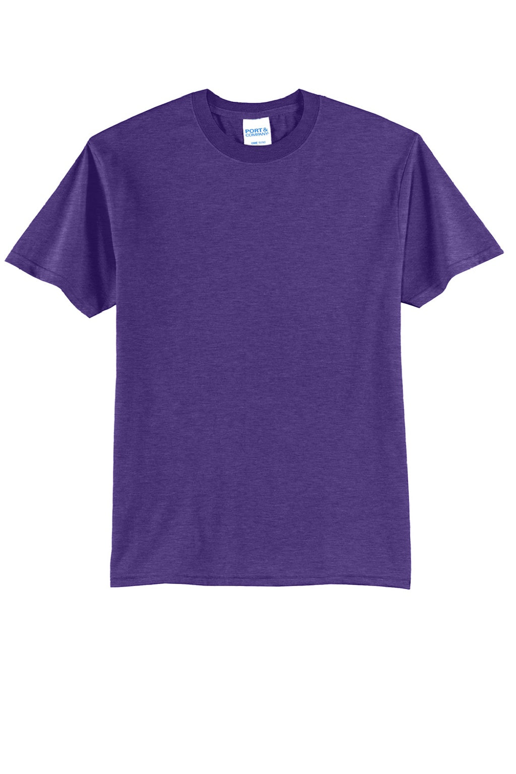 Port & Company PC55/PC55T Mens Core Short Sleeve Crewneck T-Shirt Heather Purple Flat Front
