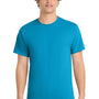 Port & Company Mens Core Short Sleeve Crewneck T-Shirt - Neon Blue - NEW