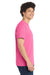 Port & Company PC55/PC55T Mens Core Short Sleeve Crewneck T-Shirt Neon Pink Model Side