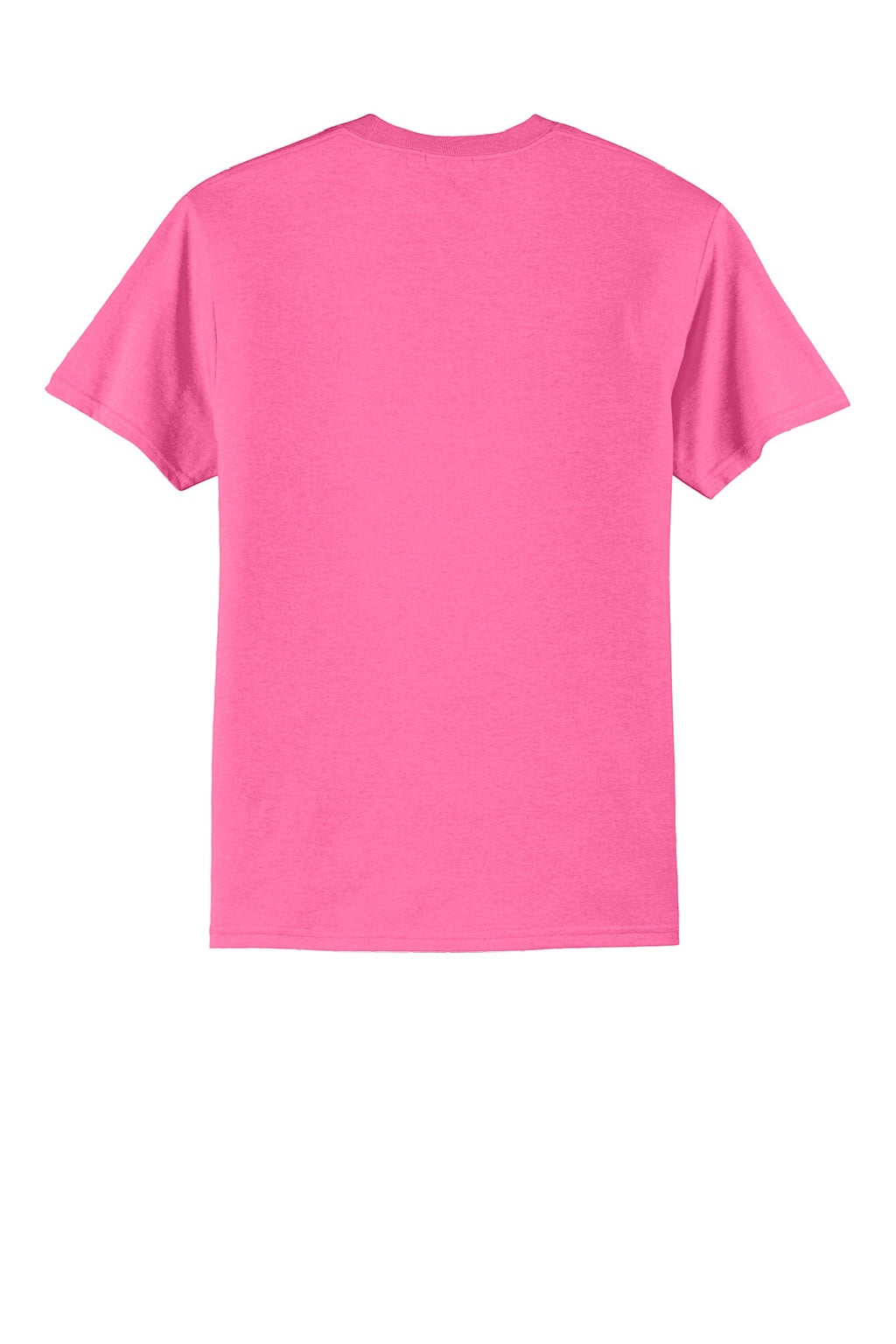 Port & Company PC55/PC55T Mens Core Short Sleeve Crewneck T-Shirt Neon Pink Flat Back