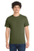 Port & Company PC55/PC55T Mens Core Short Sleeve Crewneck T-Shirt Olive Drab Green Model Front