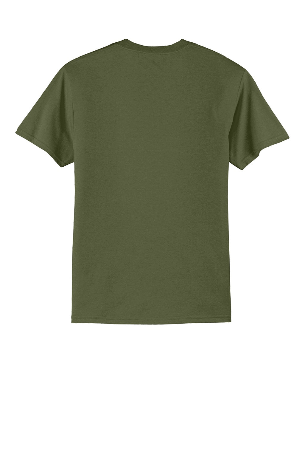 Port & Company PC55/PC55T Mens Core Short Sleeve Crewneck T-Shirt Olive Drab Green Flat Back