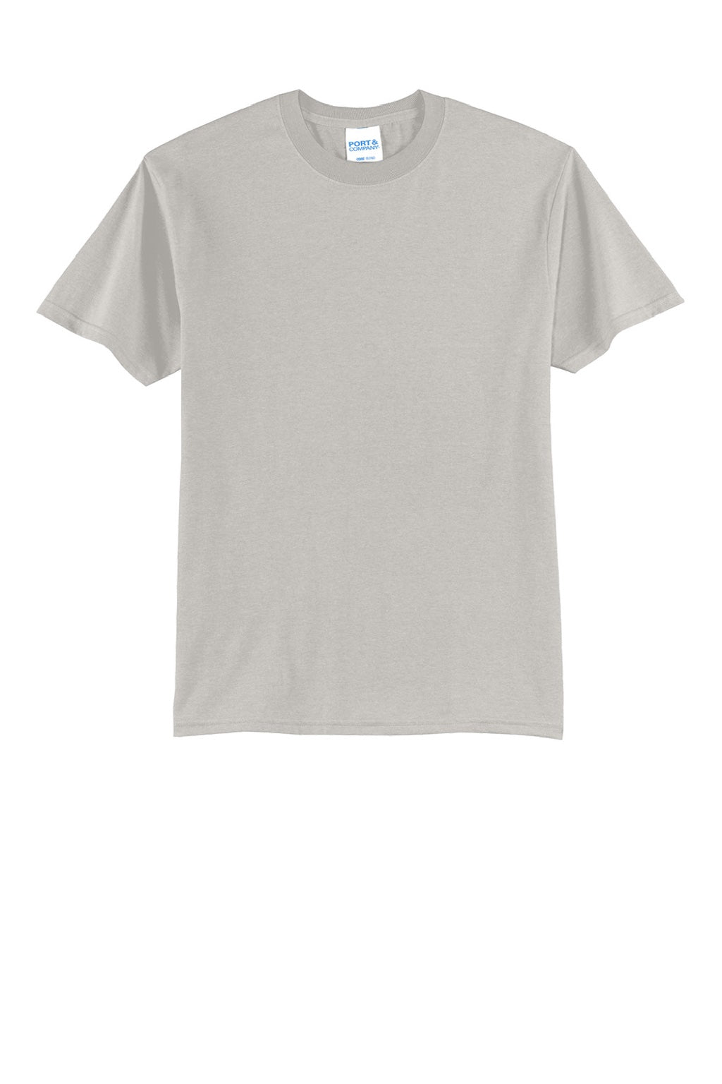 Port & Company PC55/PC55T Mens Core Short Sleeve Crewneck T-Shirt Silver Grey Flat Front