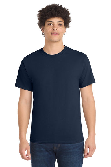Port & Company PC55/PC55T Mens Core Short Sleeve Crewneck T-Shirt True Navy Blue Model Front