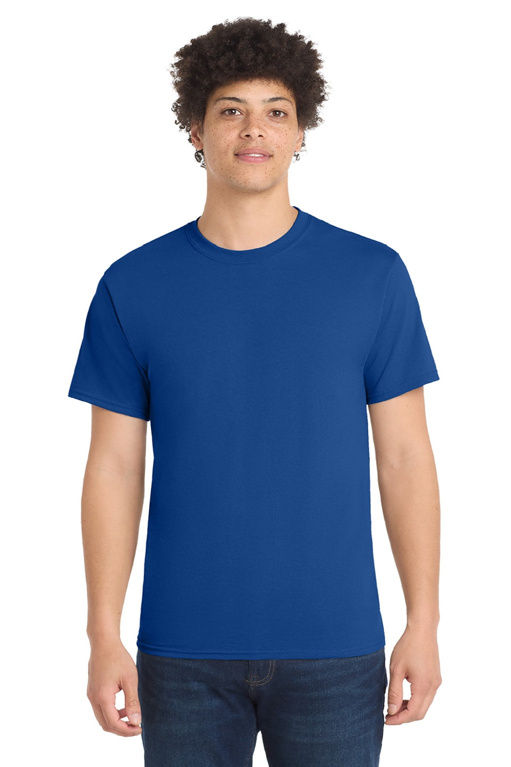 Port & Company PC55/PC55T Mens Core Short Sleeve Crewneck T-Shirt True Royal Blue Model Front
