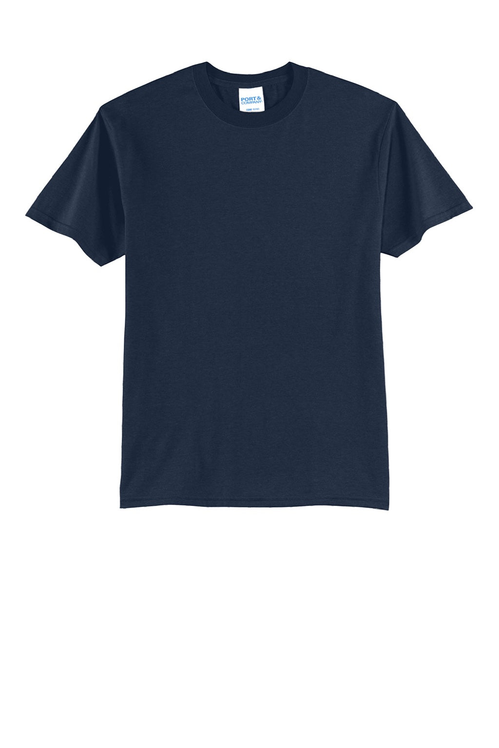 Port & Company PC55/PC55T Mens Core Short Sleeve Crewneck T-Shirt True Navy Blue Flat Front