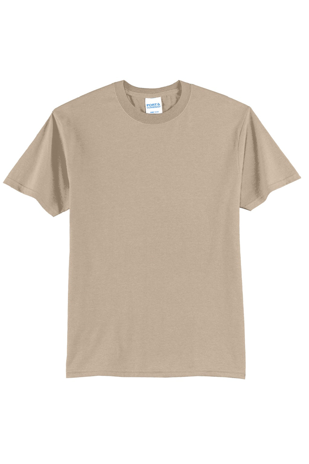 Port & Company PC55/PC55T Mens Core Short Sleeve Crewneck T-Shirt Desert Sand Brown Flat Front