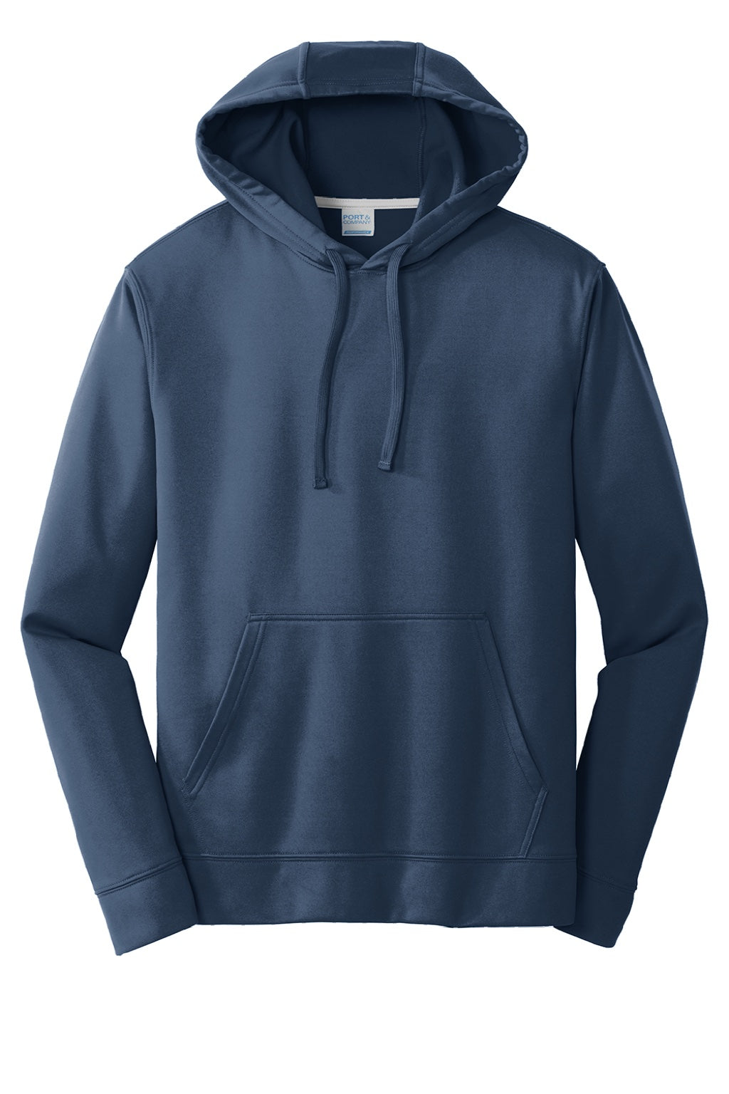 Port & Company PC590H Mens Dry Zone Performance Moisture Wicking Fleece Hooded Sweatshirt Hoodie w/ Pouch Pocket Deep Navy Blue Flat Front