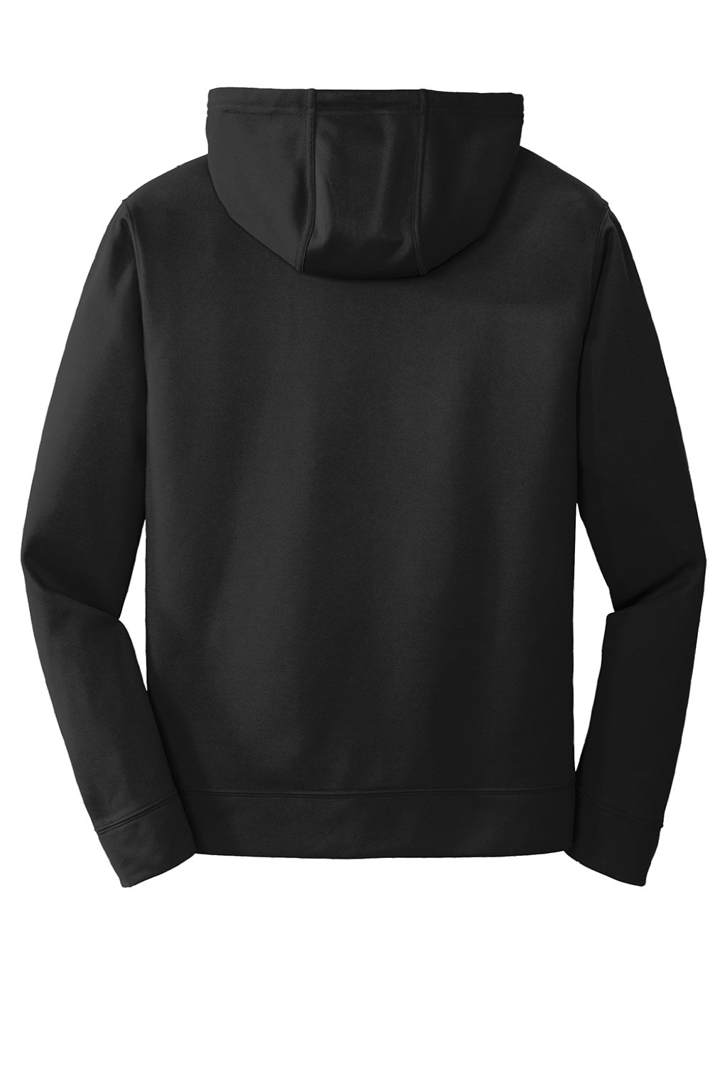 Port & Company PC590H Mens Dry Zone Performance Moisture Wicking Fleece Hooded Sweatshirt Hoodie w/ Pouch Pocket Jet Black Flat Back