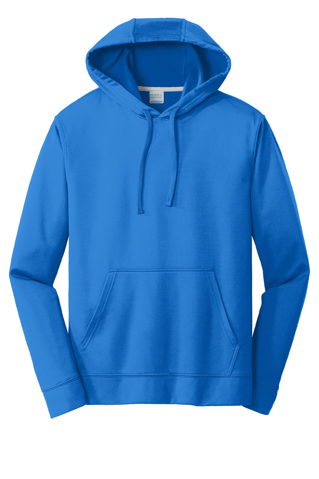 Port & Company PC590H Mens Dry Zone Performance Moisture Wicking Fleece Hooded Sweatshirt Hoodie w/ Pouch Pocket Royal Blue Flat Front