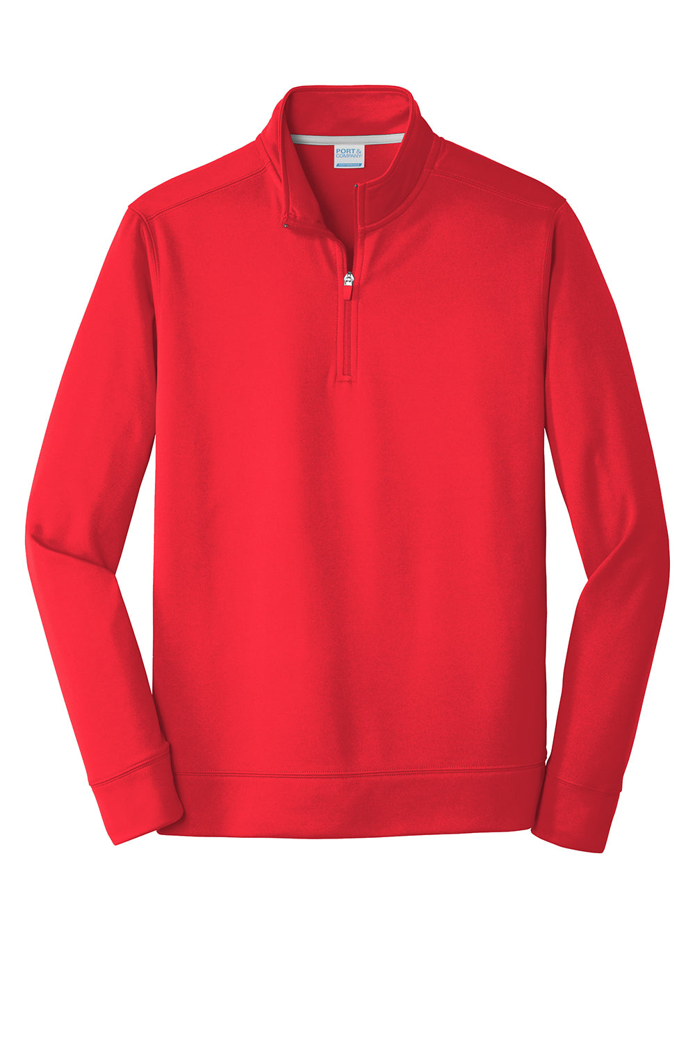 Port & Company PC590Q Mens Dry Zone Performance Moisture Wicking Fleece 1/4 Zip Sweatshirt Red Flat Front