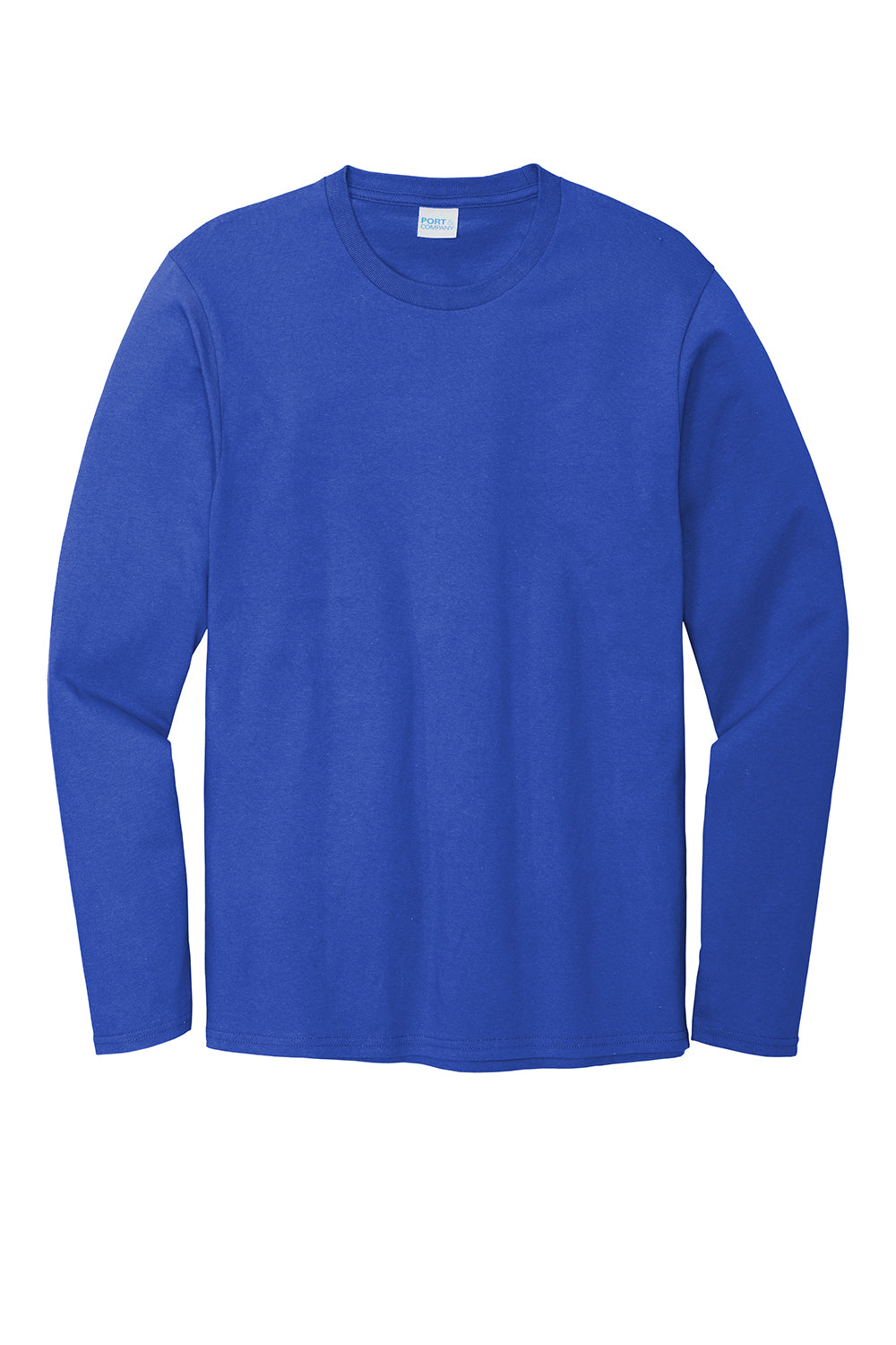 Port & Company PC600LS Mens Bouncer Long Sleeve Crewneck T-Shirt True Royal Blue Flat Front