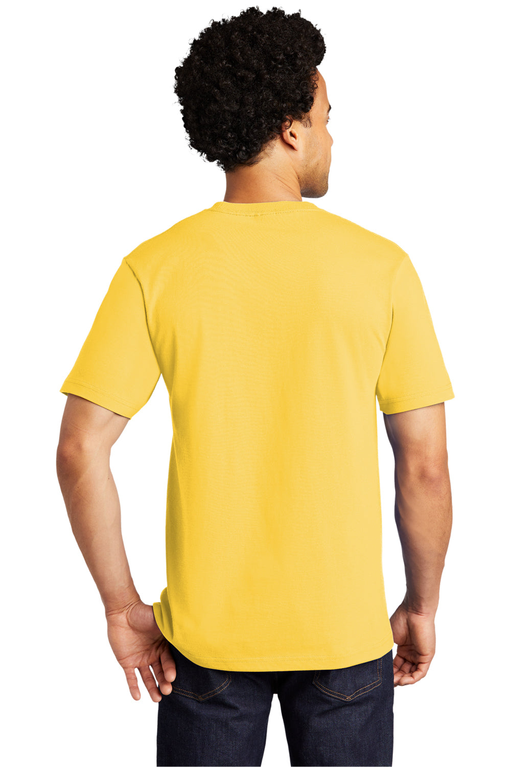 Port & Company PC600 Mens Bouncer Short Sleeve Crewneck T-Shirt Lemon Yellow Model Back