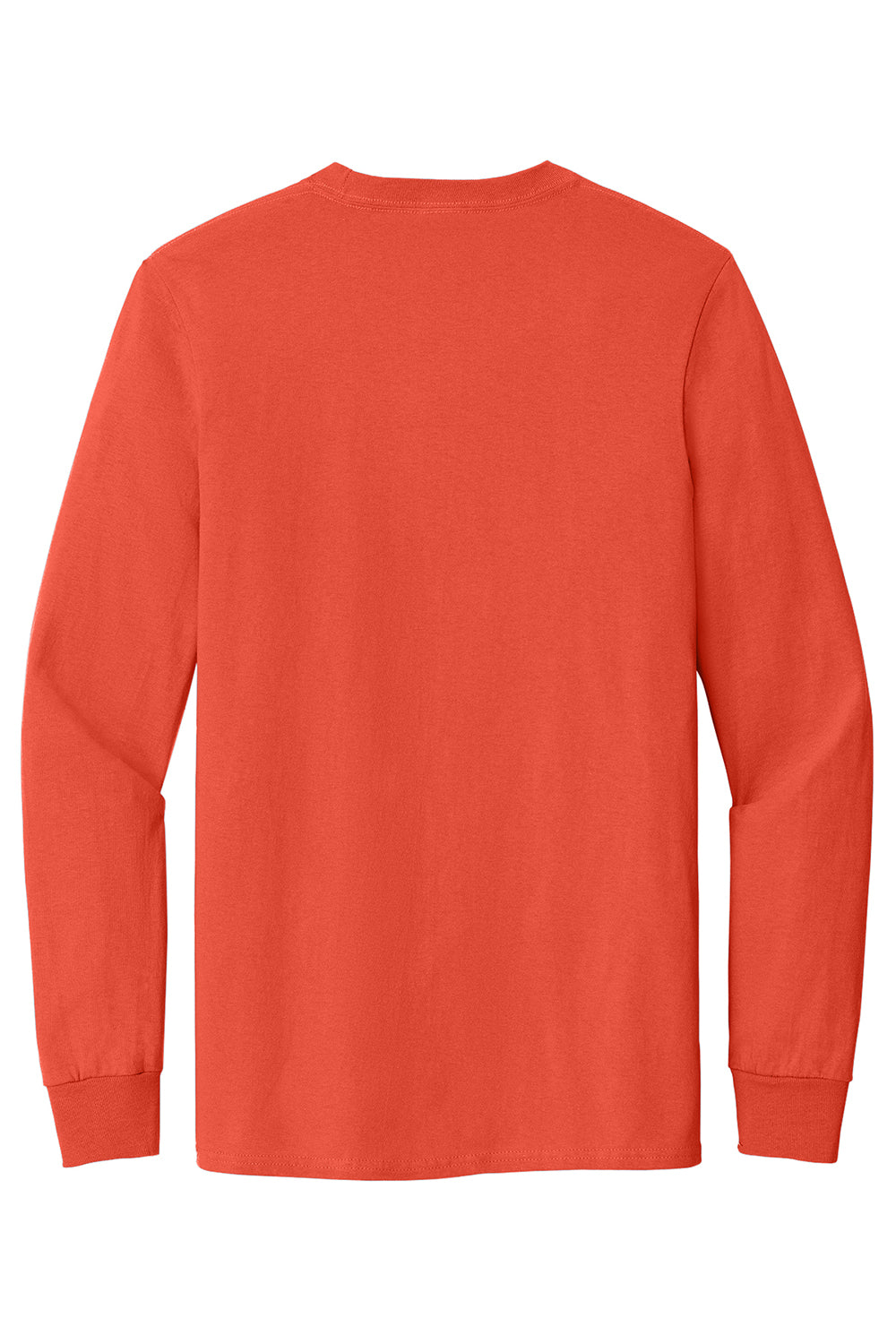 Port & Company PC61LSP/PC61LSPT Mens Essential Long Sleeve Crewneck T-Shirt w/ Pocket Orange Flat Back
