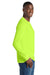 Port & Company PC61LSP/PC61LSPT Mens Essential Long Sleeve Crewneck T-Shirt w/ Pocket Safety Green Model Side