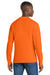 Port & Company PC61LSP/PC61LSPT Mens Essential Long Sleeve Crewneck T-Shirt w/ Pocket Safety Orange Model Back