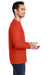 Port & Company PC61LSP/PC61LSPT Mens Essential Long Sleeve Crewneck T-Shirt w/ Pocket Orange Model Side