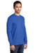 Port & Company PC61LSP/PC61LSPT Mens Essential Long Sleeve Crewneck T-Shirt w/ Pocket Royal Blue Model 3q