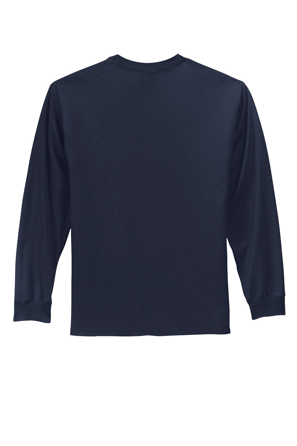 Port & Company PC61LS/PC61LST Mens Essential Long Sleeve Crewneck T-Shirt Deep Navy Blue Flat Back